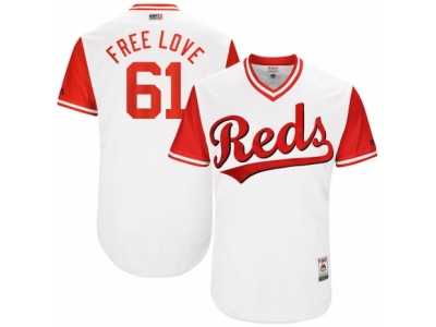 Men's 2017 Little League World Series Reds Bronson Arroyo #61 Free Love White Jersey