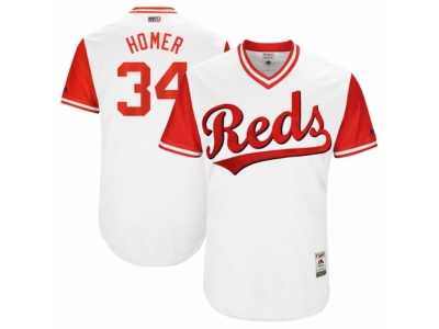 Men's 2017 Little League World Series Reds Homer Bailey #34 Homer White Jersey