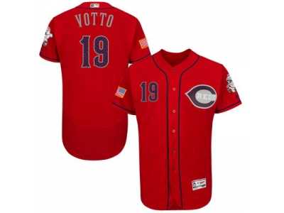 Men's Cincinnati Reds #19 Joey Votto Scarlet Stitched 2016 Fashion Stars & Stripes Flex Base Baseball Jersey