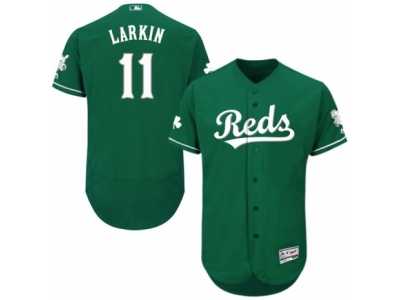 Men's Majestic Cincinnati Reds #11 Barry Larkin Green Celtic Flexbase Authentic Collection MLB Jersey