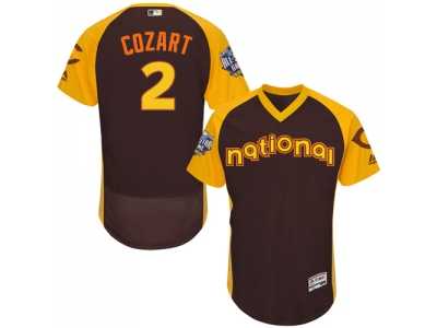 Men's Majestic Cincinnati Reds #2 Zack Cozart Brown 2016 All-Star National League BP Authentic Collection Flex Base MLB Jersey