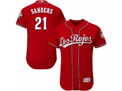 Men\'s Majestic Cincinnati Reds #21 Reggie Sanders Red Los Rojos Flexbase Authentic Collection MLB Jersey