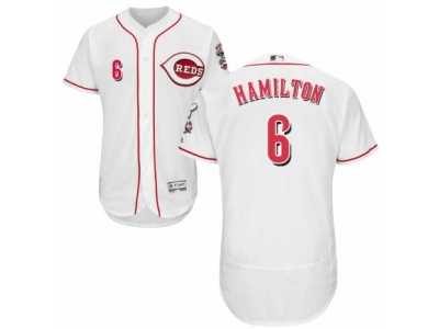 Men's Majestic Cincinnati Reds #6 Billy Hamilton White Flexbase Authentic Collection MLB Jersey