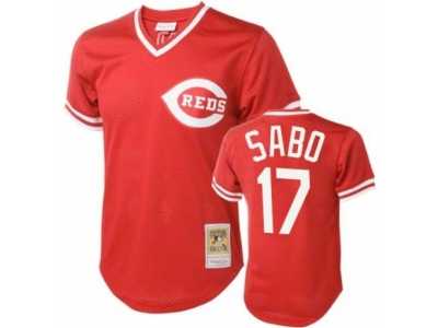 Men's Mitchell and Ness Cincinnati Reds #17 Chris Sabo Authentic Red Throwback MLB Jersey