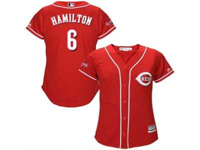 Women's Cincinnati Reds #6 Billy Hamilton Red Alternate Stitched MLB Jersey