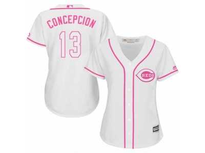 Women's Majestic Cincinnati Reds #13 Dave Concepcion Authentic White Fashion Cool Base MLB Jersey