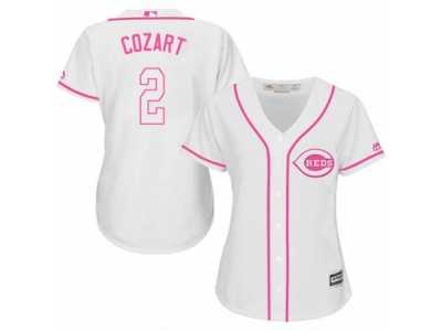 Women's Majestic Cincinnati Reds #2 Zack Cozart Authentic White Fashion Cool Base MLB Jersey