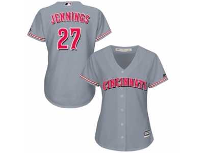 Women's Majestic Cincinnati Reds #27 Desmond Jennings Authentic Grey Road Cool Base MLB Jersey