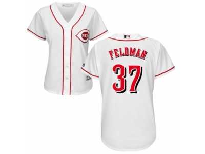 Women's Majestic Cincinnati Reds #37 Scott Feldman Replica White MLB Jersey