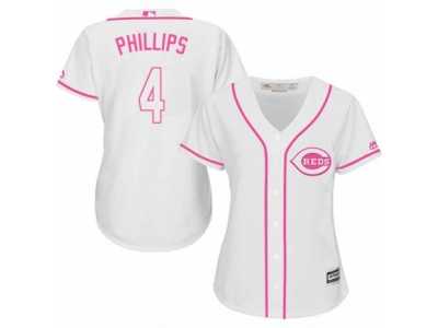 Women's Majestic Cincinnati Reds #4 Brandon Phillips Authentic White Fashion Cool Base MLB Jersey