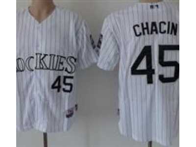 MLB Colorade Rockies #45 Chacin White Jerseys