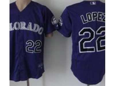 MLB Colorado Rockies #22 Lopez Purple Jerseys