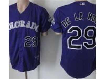 MLB Colorado Rockies 29 De La Rosa Purple Jerseys