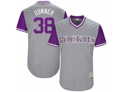 Men\'s 2017 Little League World Series Rockies Mike Dunn #38 Dunner Gray Jersey