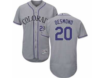Men's Majestic Colorado Rockies #20 Ian Desmond Grey Flexbase Authentic Collection MLB Jersey