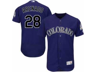 Men's Majestic Colorado Rockies #28 Nolan Arenado Purple Flexbase Authentic Collection MLB Jersey