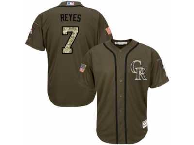 Men's Majestic Colorado Rockies #7 Jose Reyes Authentic Green Salute to Service MLB Jersey