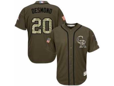 Youth Majestic Colorado Rockies #20 Ian Desmond Authentic Green Salute to Service MLB Jersey