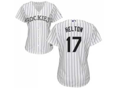 Women's Colorado Rockies #17 Todd Helton White Strip Home Stitched MLB Jersey