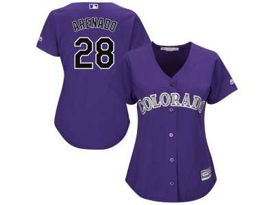Women's Colorado Rockies #28 Nolan Arenado Majestic Purple Alternate Cool Base Jersey
