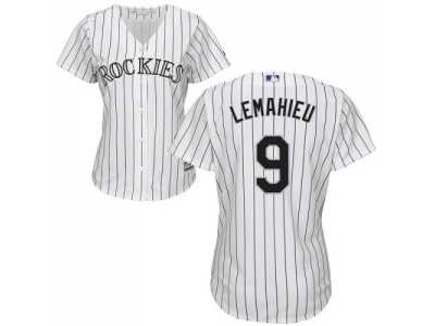 Women's Colorado Rockies #9 DJ LeMahieu White Strip Home Stitched MLB Jersey