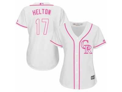 Women's Majestic Colorado Rockies #17 Todd Helton Authentic White Fashion Cool Base MLB Jersey