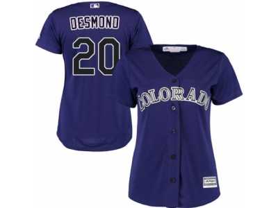 Women's Majestic Colorado Rockies #20 Ian Desmond Authentic Purple Alternate 1 Cool Base MLB Jersey