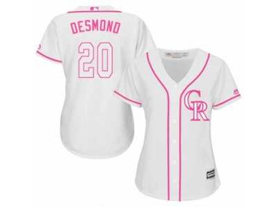 Women's Majestic Colorado Rockies #20 Ian Desmond Authentic White Fashion Cool Base MLB Jersey