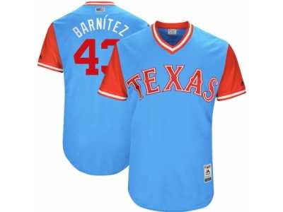 Men's 2017 Little League World Series Rangers #43 Tony Barnette Barn��tez Light Blue Jersey