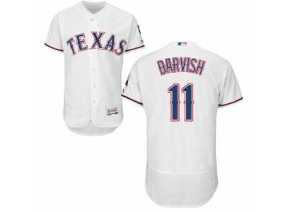 Men's Majestic Texas Rangers #11 Yu Darvish White Flexbase Authentic Collection MLB Jersey