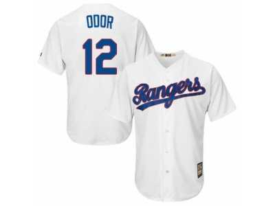Men's Majestic Texas Rangers #12 Rougned Odor Replica White Cooperstown MLB Jersey