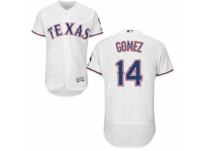 Men's Majestic Texas Rangers #14 Carlos Gomez White Flexbase Authentic Collection MLB Jersey