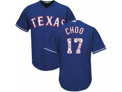 Men's Majestic Texas Rangers #17 Shin-Soo Choo Authentic Royal Blue Team Logo Fashion Cool Base MLB Jersey