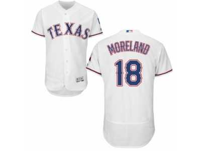 Men's Majestic Texas Rangers #18 Mitch Moreland White Flexbase Authentic Collection MLB Jersey