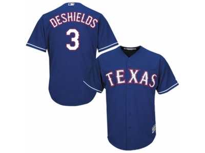 Men\'s Majestic Texas Rangers #3 Delino DeShields Replica Royal Blue Alternate 2 Cool Base MLB Jersey