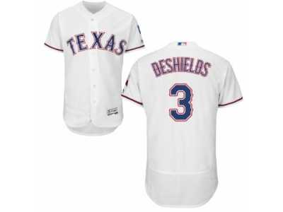 Men's Majestic Texas Rangers #3 Delino DeShields White Flexbase Authentic Collection MLB Jersey