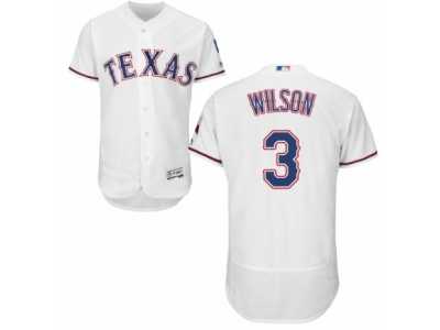 Men's Majestic Texas Rangers #3 Russell Wilson White Flexbase Authentic Collection MLB Jersey