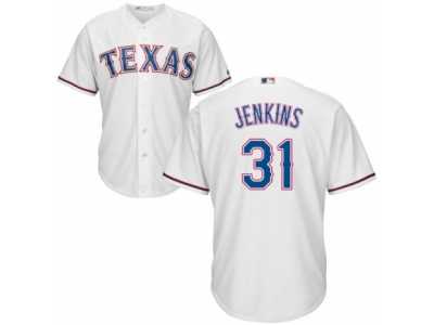 Men's Majestic Texas Rangers #31 Ferguson Jenkins Replica White Home Cool Base MLB Jersey