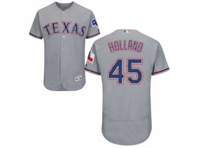 Men's Majestic Texas Rangers #45 Derek Holland Grey Flexbase Authentic Collection MLB Jersey