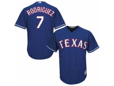Men's Majestic Texas Rangers #7 Ivan Rodriguez Replica Royal Blue Alternate 2 Cool Base MLB Jersey