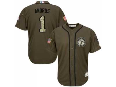 Texas Rangers #1 Elvis Andrus Green Salute to Service Stitched Baseball Jersey
