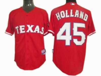 Texas Rangers #45 Derek Holland red