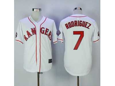 Texas Rangers #7 Ivan Rodriguez White Throwback Stitched MLB Jersey