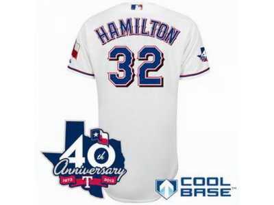 mlb Texas Rangers #32 Hamilton white(40th Anniversary)