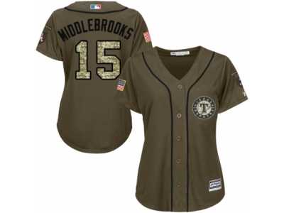 Women's Majestic Texas Rangers #15 Will Middlebrooks Replica Green Salute to Service MLB Jersey