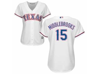 Women's Majestic Texas Rangers #15 Will Middlebrooks Replica White Home Cool Base MLB Jersey