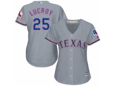 Women's Majestic Texas Rangers #25 Jonathan Lucroy Authentic Grey Road Cool Base MLB Jersey