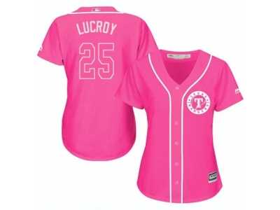 Women's Majestic Texas Rangers #25 Jonathan Lucroy Replica Pink Fashion Cool Base MLB Jersey