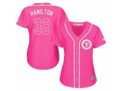 Women's Majestic Texas Rangers #32 Josh Hamilton Replica Pink Fashion Cool Base MLB Jersey
