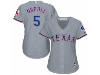 Women's Majestic Texas Rangers #5 Mike Napoli Replica Grey Road Cool Base MLB Jersey